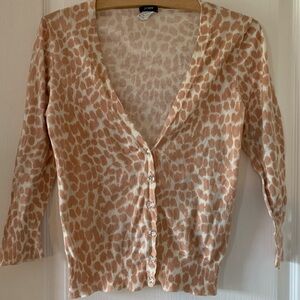 J. Crew animal print cardigan tan and cream